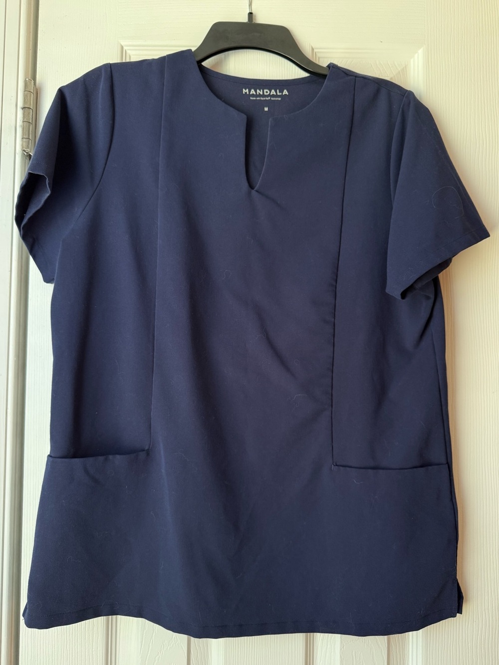 Mandala Navy Short-Sleeve Scrub Top